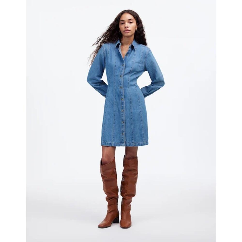 Madewell Denim Button Down Seamed Mini Dress Size 4